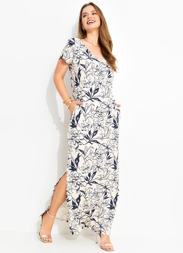 Quintess - Vestido Linho Floral em Malha de Viscose 3