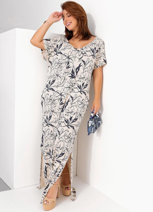 Quintess - Vestido Linho Floral em Malha de Viscose 7