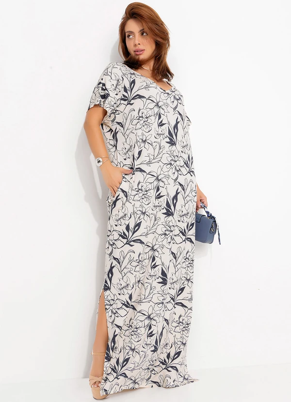 Quintess - Vestido Linho Floral em Malha de Viscose 8