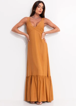 Colcci - Vestido Linho Marrom - COLCCI