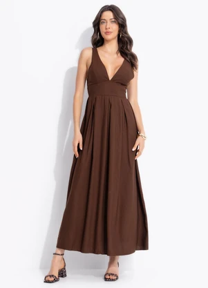 Colcci - Vestido Linho Marrom - COLCCI