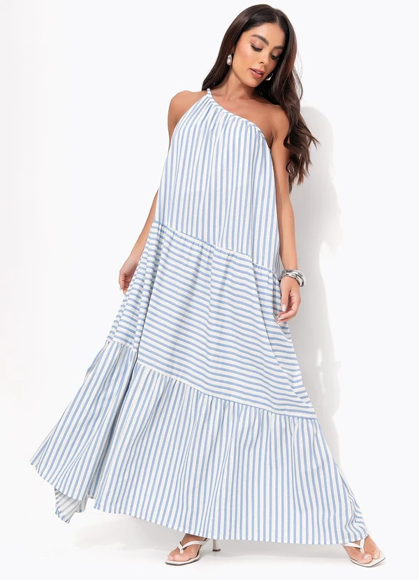 Farm - Vestido Listra Burburinho Azul 3