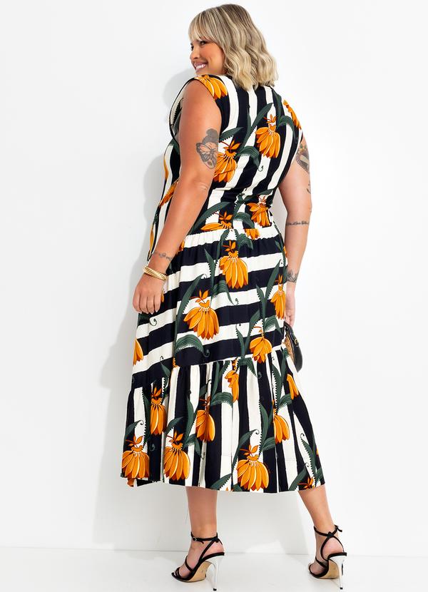 Farm - Vestido Listra de Banana Preto 10