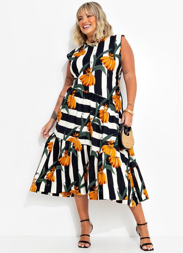 Farm - Vestido Listra de Banana Preto 11