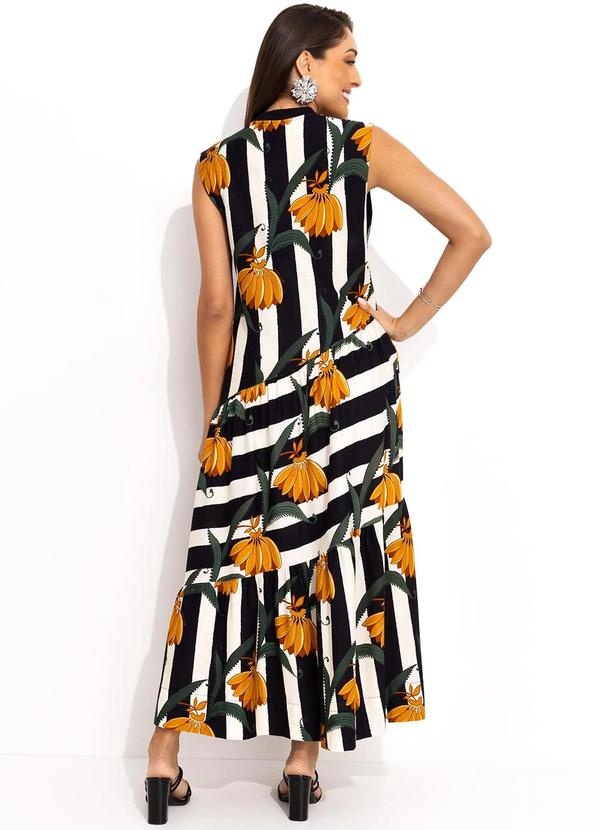 Farm - Vestido Listra de Banana Preto 2