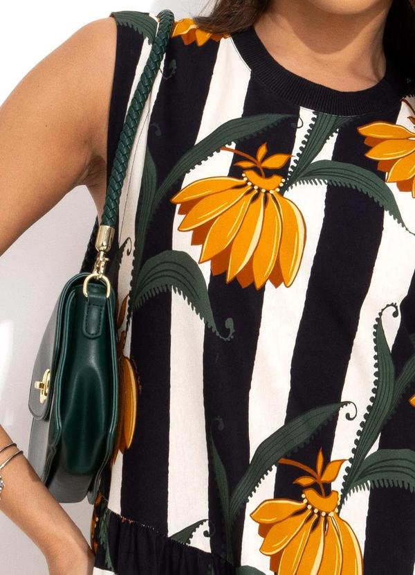 Farm - Vestido Listra de Banana Preto 7