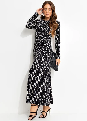 Quintess - Vestido Listra Desconstruída em Malha de Viscose - QUINTESS