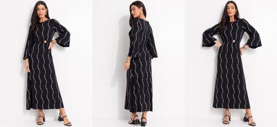 Vestido Listra Renovada em Malha de Viscose