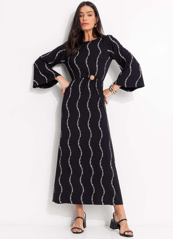 Quintess - Vestido Listra Renovada em Malha de Viscose