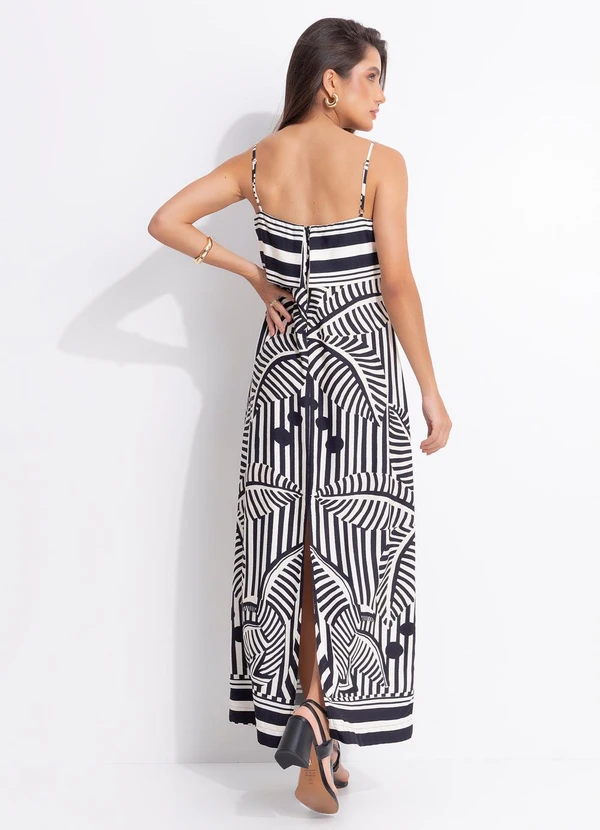 Farm - Vestido Listra Tropical Preto 2