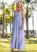 Vestido Listrado Azul em Tricoline