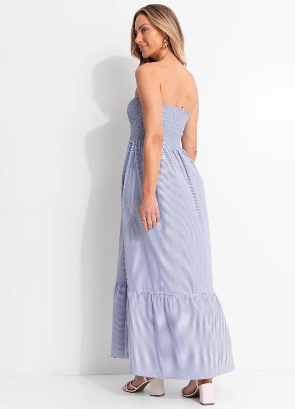 Quintess - Vestido Listrado Azul em Tricoline 9