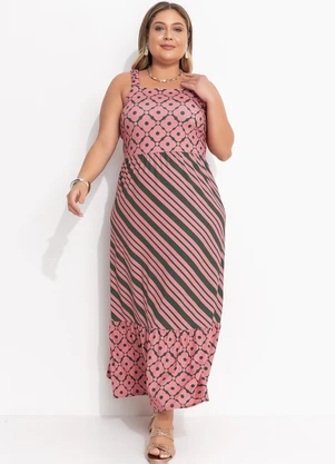 Quintess - Vestido Listrado Bicolor em Malha Fria - QUINTESS