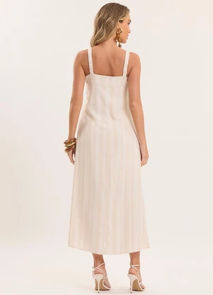 Doce Trama - Vestido Listrado Celebration Branco - DOCE TRAMA