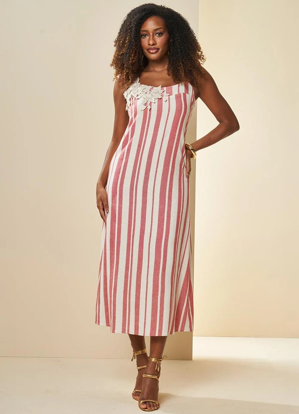 Doce Trama - Vestido Listrado Celebration Vermelho 3