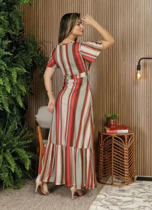 Rosalie - Vestido Listrado com Babado - ROSALIE