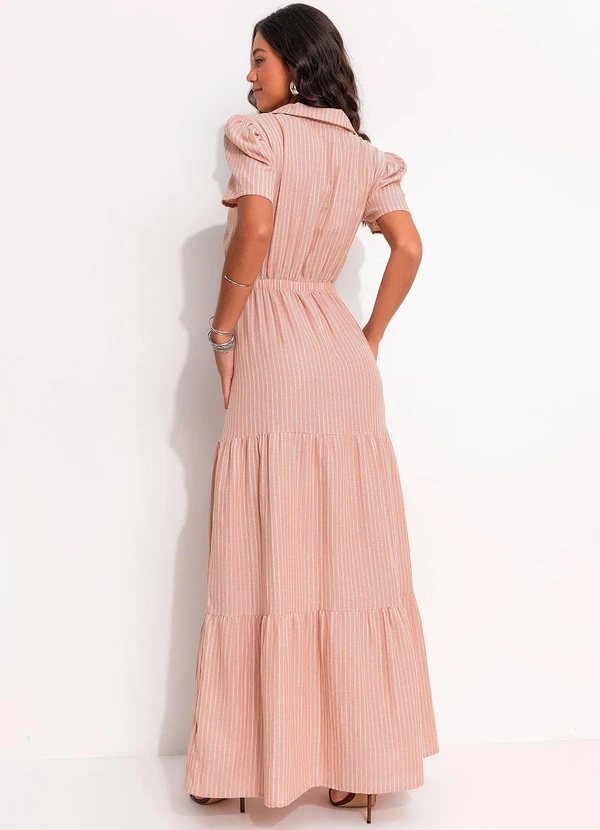 Quintess - Vestido Listrado Mostarda em Algodão 5