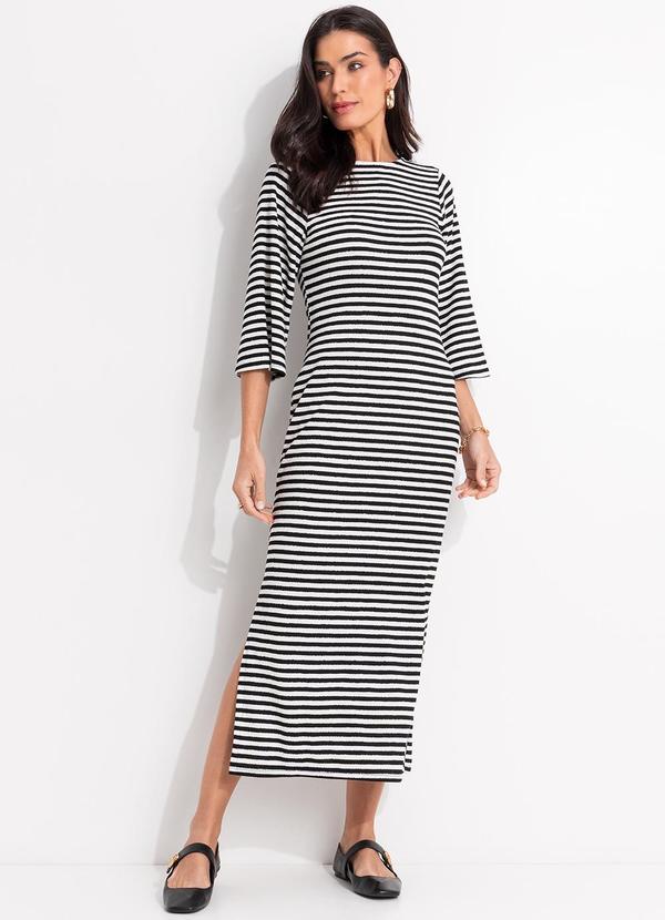 Vestido (Listrado Preto e Branco) em Meia Malha