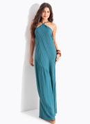 Vestido Listrado Verde em Viscose Plana