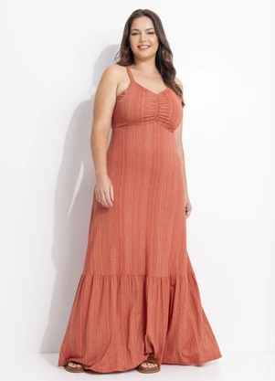 Quintess - Vestido Listras Laranja em Malha de Viscose - QUINTESS