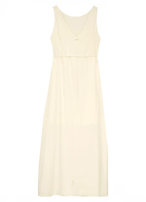 Enfim - Vestido Longo Acetinada com Corrente Off White - ENFIM