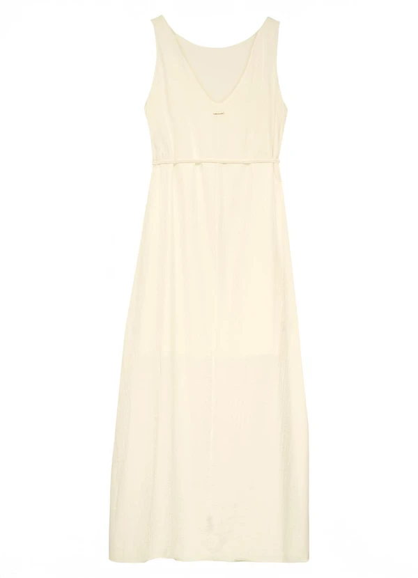 Enfim - Vestido Longo Acetinada com Corrente Off White 2