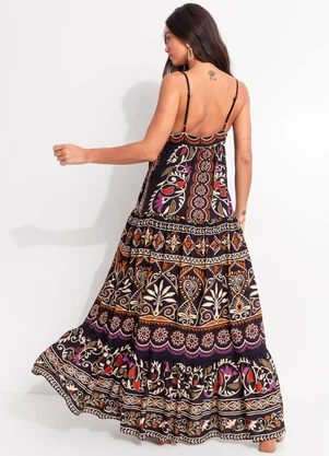 Farm - Vestido Longo Adriele Preto - FARM
