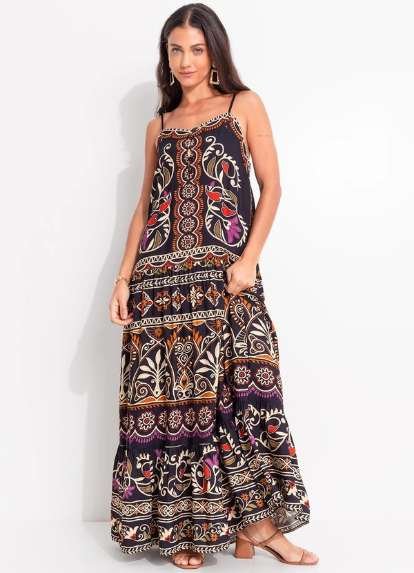 Farm - Vestido Longo Adriele Preto