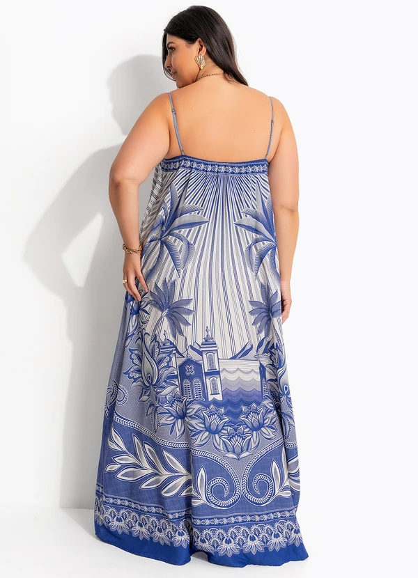 Farm - Vestido Longo Afeto Tropical Azul 8