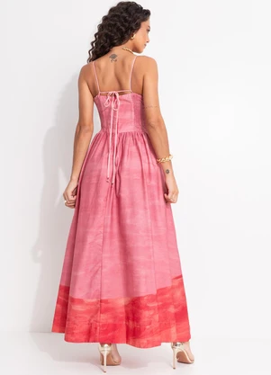 Farm - Vestido Longo Afrodite Rosa Jambo Rosa - FARM