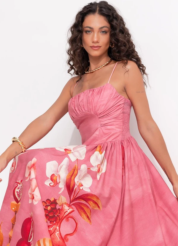 Farm - Vestido Longo Afrodite Rosa Jambo Rosa 4