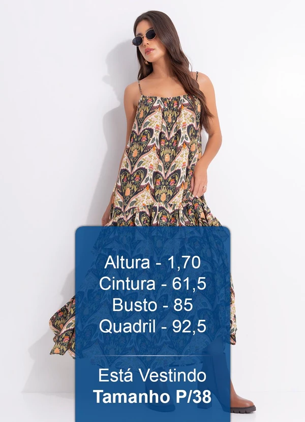 Farm - Vestido Longo Alça Andorinha Preto 5