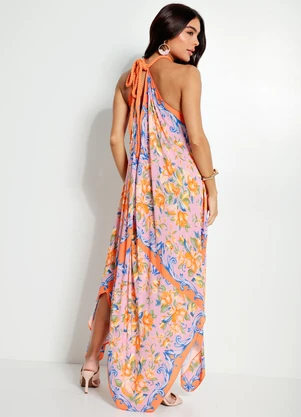 Farm - Vestido Longo Alça em Viscose Laranja - FARM