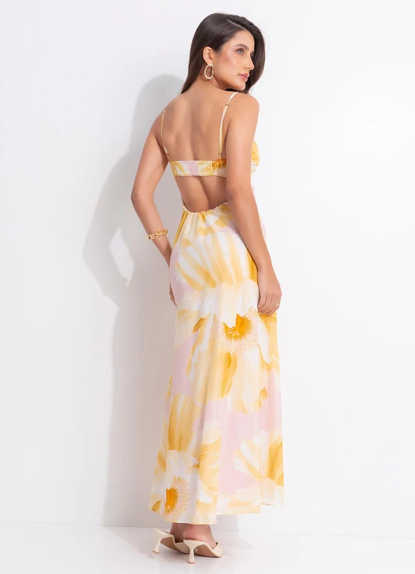 Farm - Vestido Longo Alça Festa de Papoula Rosa 2