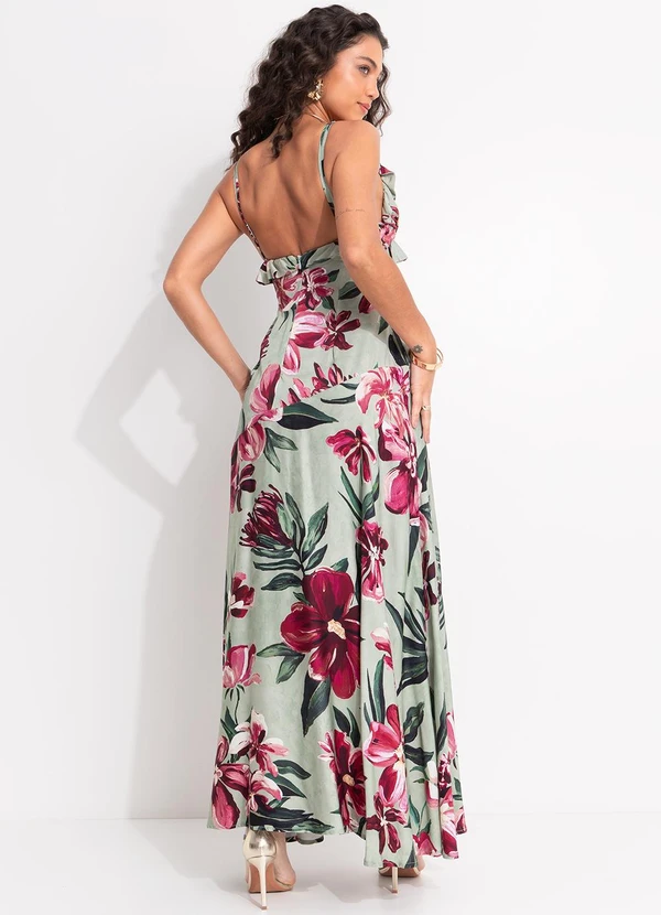 Farm - Vestido Longo Alça Lineia Verde 2