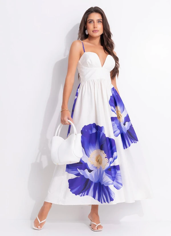 Farm - Vestido Longo Alça Lola Off White