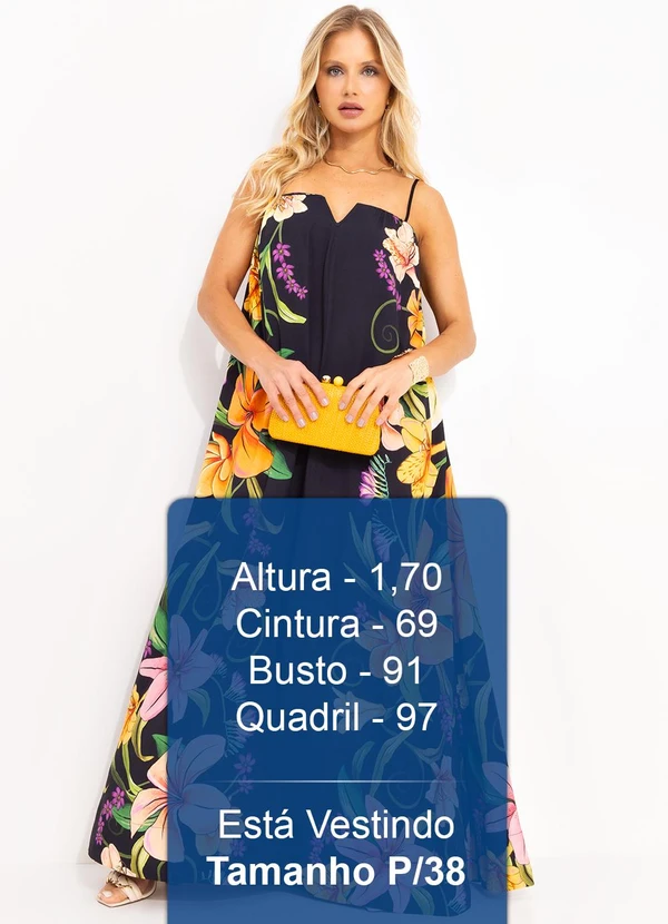 Farm - Vestido Longo Alça Vestida de Flor Preto 6