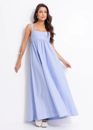 Farm - Vestido Longo Alças Azul - FARM