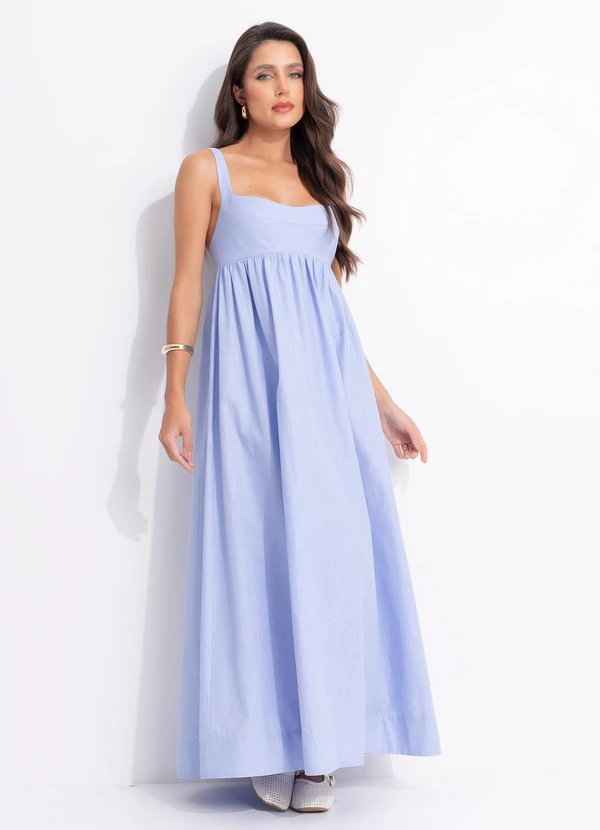 Farm - Vestido Longo Alças Azul 3
