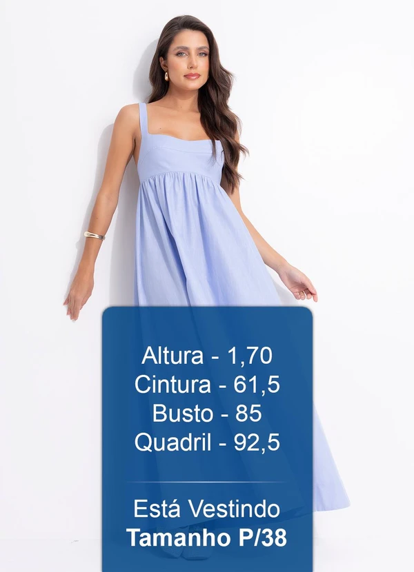 Farm - Vestido Longo Alças Azul 4