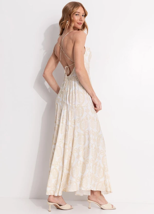 Farm - Vestido Longo Alças Cavalos Marinhos Off White 2