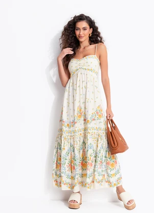 Farm - Vestido Longo Alcinha Aurora Bege - FARM