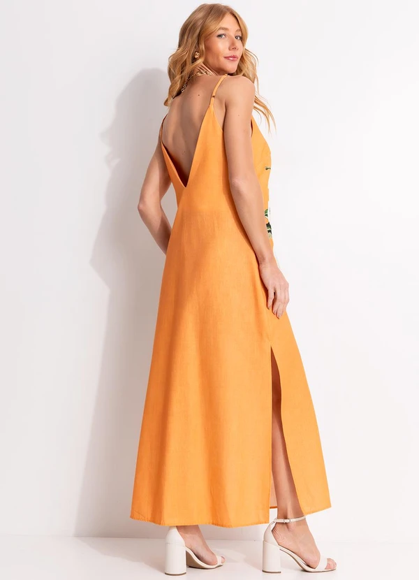 Farm - Vestido Longo Alcinha Buquê Laranja 2