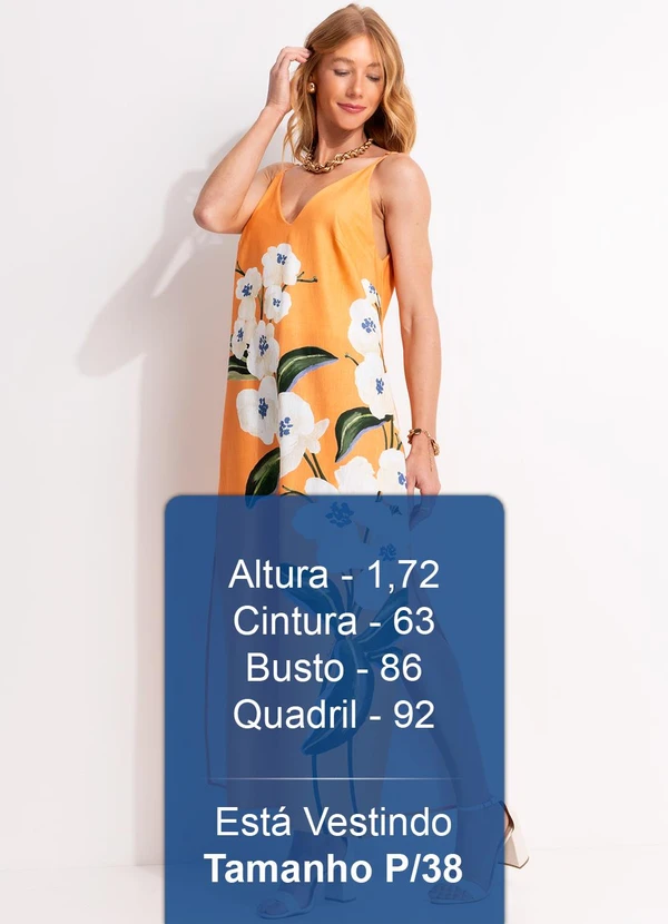 Farm - Vestido Longo Alcinha Buquê Laranja 6