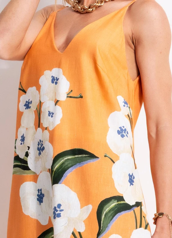 Farm - Vestido Longo Alcinha Buquê Laranja 7