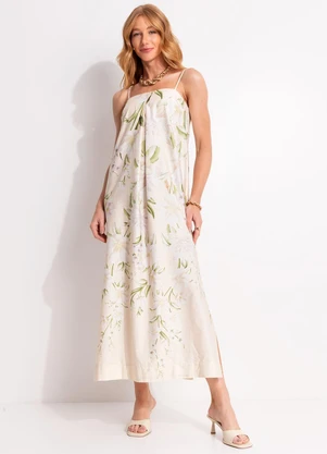 Farm - Vestido Longo Alcinha Gabrielle Bege - FARM