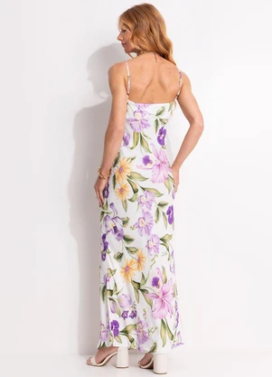 Farm - Vestido Longo Alcinha Orquidário Off White - FARM