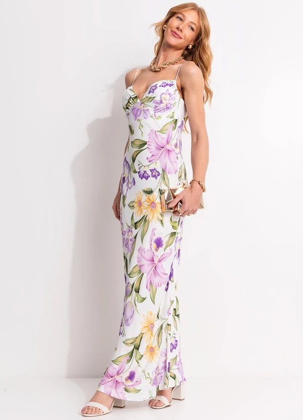 Farm - Vestido Longo Alcinha Orquidário Off White 5