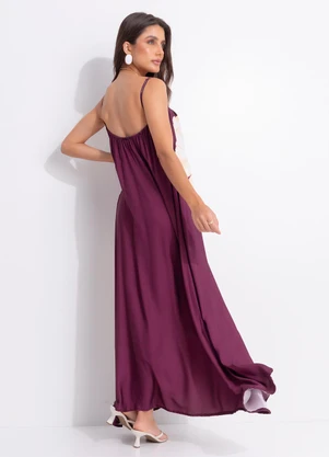 Farm - Vestido Longo Alcinhas Papoula Roxo - FARM