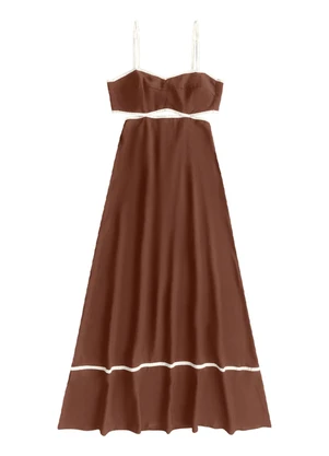 Angel - Vestido Longo Alfaiataria Marrom - ANGEL